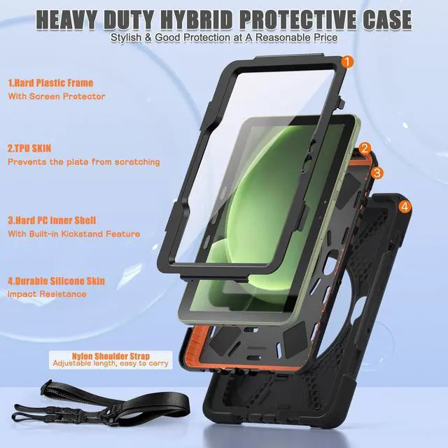 Alt view image 6 of 7 - WERLEO Case for Samsung Galaxy Tab Active5 Pro 2025 / Active4 Pro 2022 / Active Pro 2019 10.1" Shockproof Drop Protection Cover with Screen Protector Pencil Holder Stand Shoulder Strap Stylus Pen
