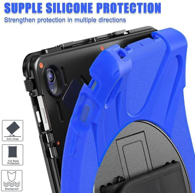 Alt view image 4 of 7 - WERLEO Case for Samsung Galaxy Tab S10 FE Plus 13.1 inch 2025 SM-X620/X626B/X626, Shockproof Protective Cover with Screen Protector, Stand, Hand/Shoulder Strap Pen Holder,Stylus Pen Blue