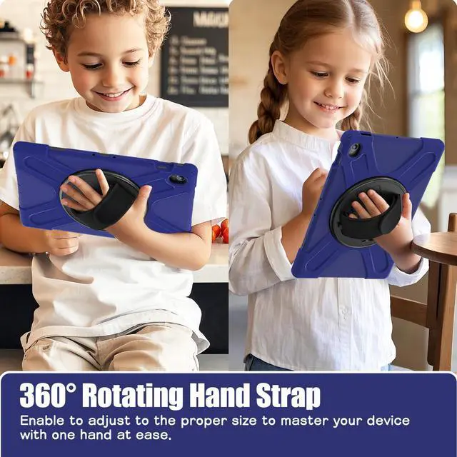 Alt view image 4 of 7 - WERLEO Case for Samsung Galaxy Tab S10 FE Plus 13.1 inch 2025 SM-X620/X626B/X626, Shockproof Protective Cover with Screen Protector, Stand, Hand/Shoulder Strap Pen Holder,Stylus Pen Navy Blue