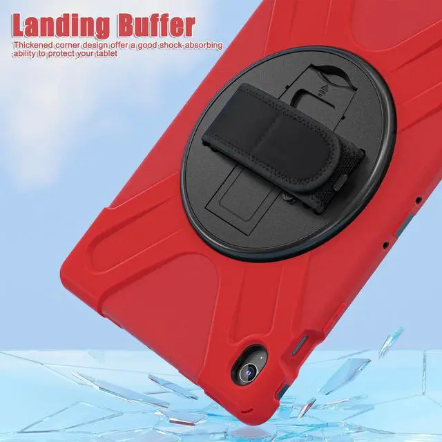 Alt view image 2 of 7 - WERLEO Case for Samsung Galaxy Tab S10 FE Plus 13.1 inch 2025 SM-X620/X626B/X626, Shockproof Protective Cover with Screen Protector, Stand, Hand/Shoulder Strap Pen Holder,Stylus Pen Red