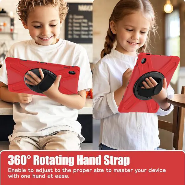 Alt view image 5 of 7 - WERLEO Case for Samsung Galaxy Tab S10 FE Plus 13.1 inch 2025 SM-X620/X626B/X626, Shockproof Protective Cover with Screen Protector, Stand, Hand/Shoulder Strap Pen Holder,Stylus Pen Red