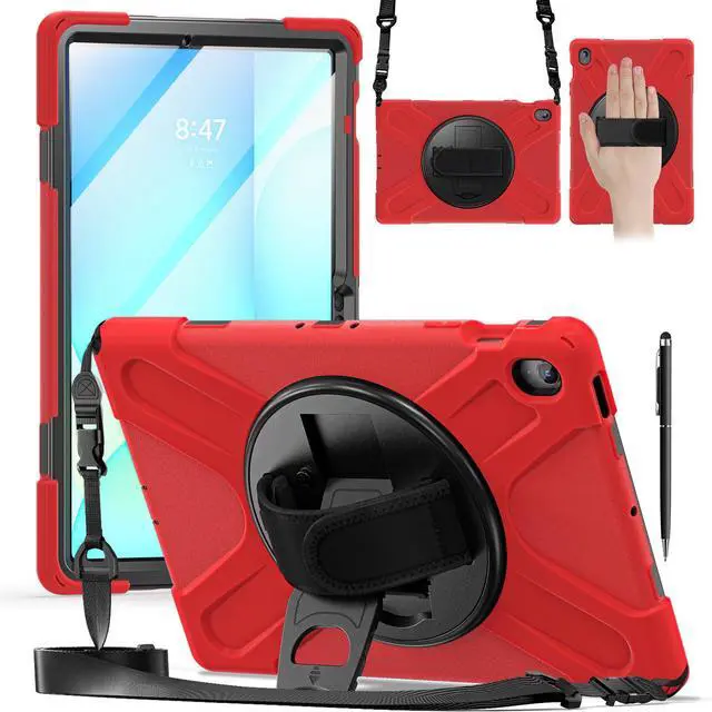 Main image of WERLEO Case for Samsung Galaxy Tab S10 FE Plus 13.1 inch 2025 SM-X620/X626B/X626, Shockproof Protective Cover with Screen Protector, Stand, Hand/Shoulder Strap Pen Holder,Stylus Pen Red