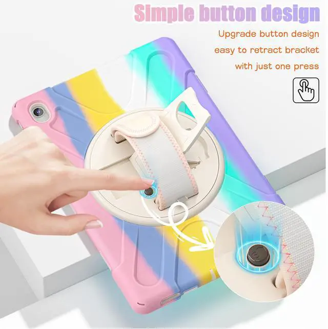 Alt view image 7 of 7 - WERLEO Case for Samsung Galaxy Tab S10 FE Plus 13.1 inch 2025 SM-X620/X626B/X626, Shockproof Protective Cover with Screen Protector, Stand, Hand/Shoulder Strap Pen Holder,Stylus Pen Pink/White