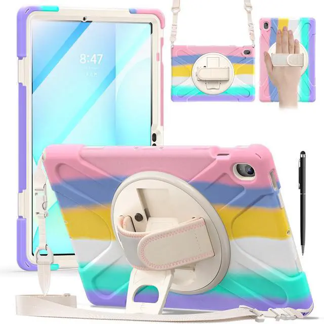 Main image of WERLEO Case for Samsung Galaxy Tab S10 FE Plus 13.1 inch 2025 SM-X620/X626B/X626, Shockproof Protective Cover with Screen Protector, Stand, Hand/Shoulder Strap Pen Holder,Stylus Pen Pink/White