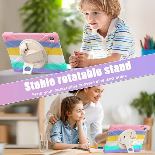 Alt view image 5 of 7 - WERLEO Case for Samsung Galaxy Tab S10 FE Plus 13.1 inch 2025 SM-X620/X626B/X626, Shockproof Protective Cover with Screen Protector, Stand, Hand/Shoulder Strap Pen Holder,Stylus Pen Pink/White