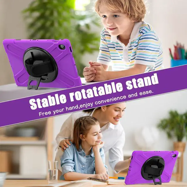 Alt view image 4 of 7 - WERLEO Case for Samsung Galaxy Tab S10 FE Plus 13.1 inch 2025 SM-X620/X626B/X626, Shockproof Protective Cover with Screen Protector, Stand, Hand/Shoulder Strap Pen Holder,Stylus Pen Purple