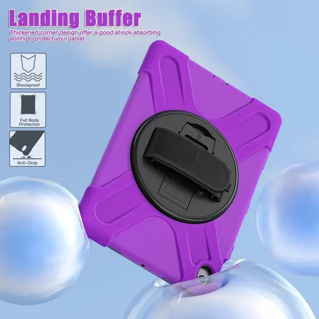 Alt view image 2 of 7 - WERLEO Case for Samsung Galaxy Tab S10 FE Plus 13.1 inch 2025 SM-X620/X626B/X626, Shockproof Protective Cover with Screen Protector, Stand, Hand/Shoulder Strap Pen Holder,Stylus Pen Purple