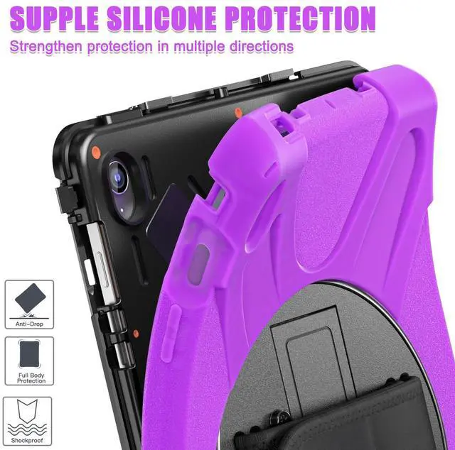 Alt view image 7 of 7 - WERLEO Case for Samsung Galaxy Tab S10 FE Plus 13.1 inch 2025 SM-X620/X626B/X626, Shockproof Protective Cover with Screen Protector, Stand, Hand/Shoulder Strap Pen Holder,Stylus Pen Purple