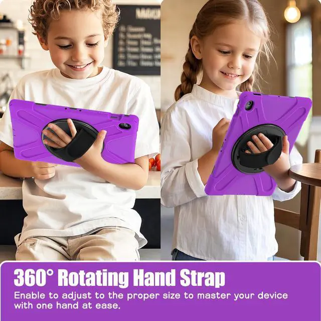 Alt view image 3 of 7 - WERLEO Case for Samsung Galaxy Tab S10 FE Plus 13.1 inch 2025 SM-X620/X626B/X626, Shockproof Protective Cover with Screen Protector, Stand, Hand/Shoulder Strap Pen Holder,Stylus Pen Purple