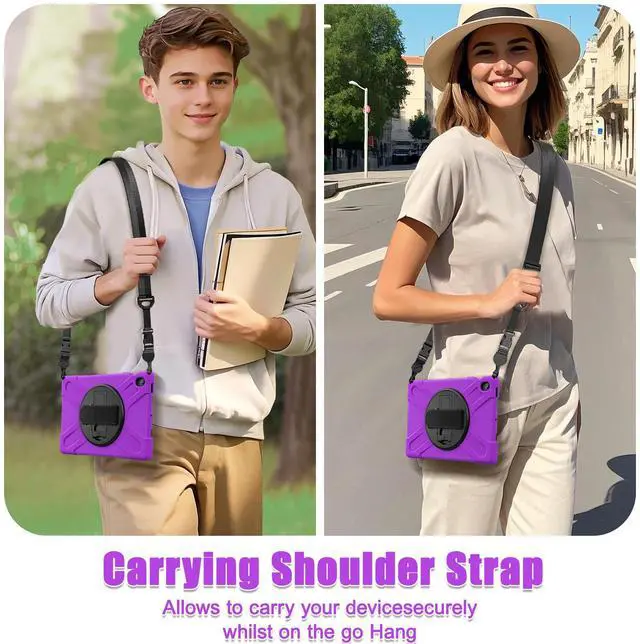 Alt view image 5 of 7 - WERLEO Case for Samsung Galaxy Tab S10 FE Plus 13.1 inch 2025 SM-X620/X626B/X626, Shockproof Protective Cover with Screen Protector, Stand, Hand/Shoulder Strap Pen Holder,Stylus Pen Purple
