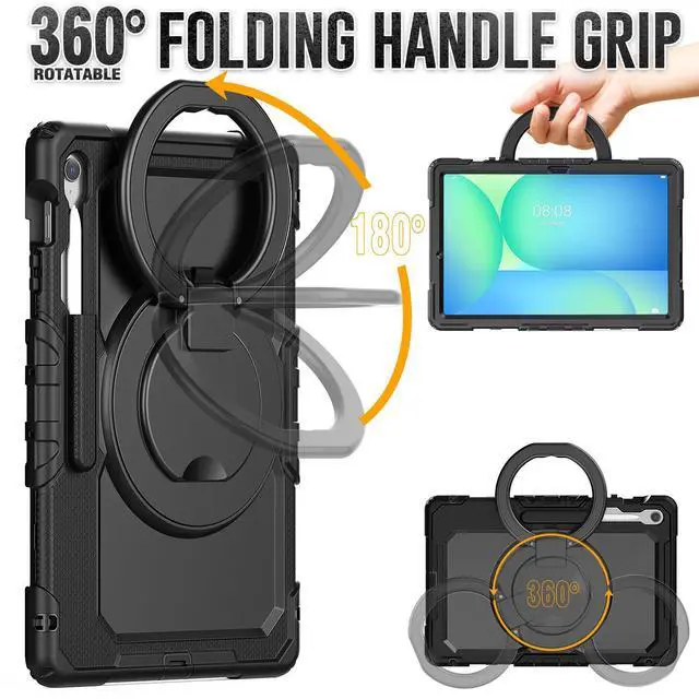 Alt view image 4 of 7 - WERLEO Case for Samsung Galaxy Tab S10 FE Plus 13.1 inch 2025 SM-X620/X626B/X626 with Screen Protector Pen Holder Stand Hand Strap Shoulder Strap | Heavy Duty Shockproof Cover