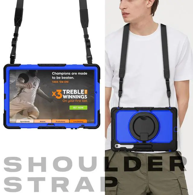 Alt view image 4 of 7 - WERLEO Case for Samsung Galaxy Tab S10 FE Plus 13.1 inch 2025 SM-X620/X626B/X626 with Screen Protector Pen Holder Stand Hand Strap Shoulder Strap | Heavy Duty Shockproof Cover Blue