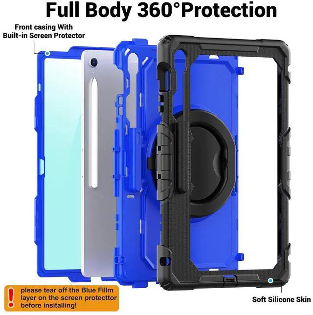 Alt view image 5 of 7 - WERLEO Case for Samsung Galaxy Tab S10 FE Plus 13.1 inch 2025 SM-X620/X626B/X626 with Screen Protector Pen Holder Stand Hand Strap Shoulder Strap | Heavy Duty Shockproof Cover Blue