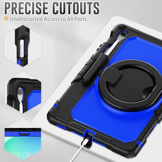 Alt view image 6 of 7 - WERLEO Case for Samsung Galaxy Tab S10 FE Plus 13.1 inch 2025 SM-X620/X626B/X626 with Screen Protector Pen Holder Stand Hand Strap Shoulder Strap | Heavy Duty Shockproof Cover Blue