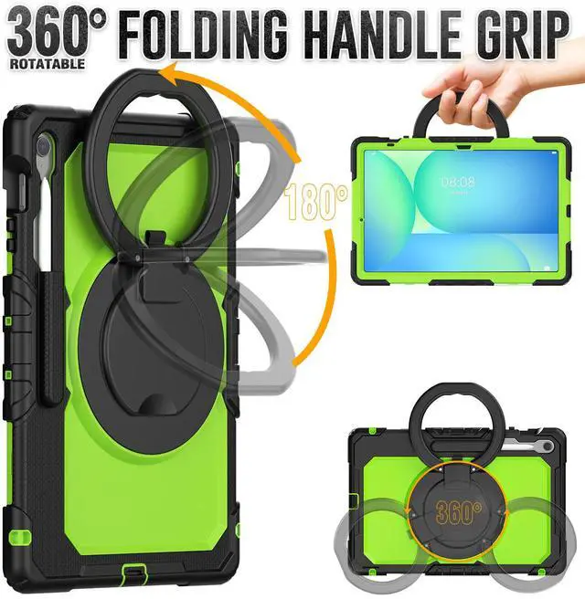 Alt view image 7 of 7 - WERLEO Case for Samsung Galaxy Tab S10 FE Plus 13.1 inch 2025 SM-X620/X626B/X626 with Screen Protector Pen Holder Stand Hand Strap Shoulder Strap | Heavy Duty Shockproof Cover Green