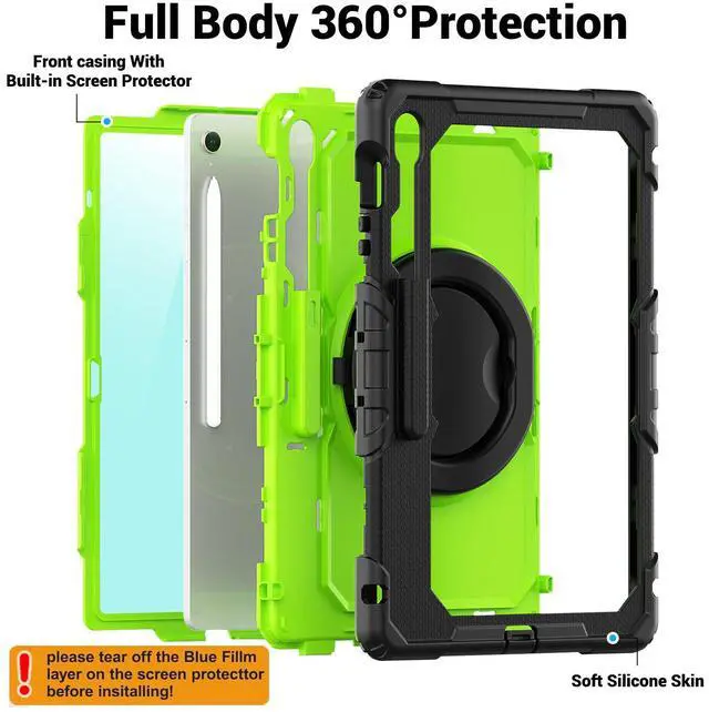 Alt view image 6 of 7 - WERLEO Case for Samsung Galaxy Tab S10 FE Plus 13.1 inch 2025 SM-X620/X626B/X626 with Screen Protector Pen Holder Stand Hand Strap Shoulder Strap | Heavy Duty Shockproof Cover Green