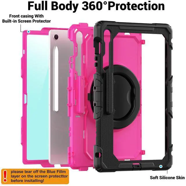 Alt view image 6 of 7 - WERLEO Case for Samsung Galaxy Tab S10 FE Plus 13.1 inch 2025 SM-X620/X626B/X626 with Screen Protector Pen Holder Stand Hand Strap Shoulder Strap | Heavy Duty Shockproof Cover Rose Red