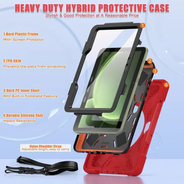 Alt view image 3 of 7 - WERLEO Case for Samsung Galaxy Tab Active5 Pro 2025 / Active4 Pro 2022 / Active Pro 2019 10.1" Shockproof Drop Protection Cover with Screen Protector Pencil Holder Stand Shoulder Strap Stylus Pen