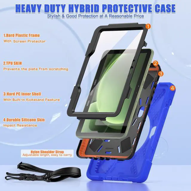 Alt view image 3 of 7 - WERLEO Case for Samsung Galaxy Tab Active5 Pro 2025 / Active4 Pro 2022 / Active Pro 2019 10.1" Shockproof Drop Protection Cover with Screen Protector Pencil Holder Stand Shoulder Strap Stylus Pen