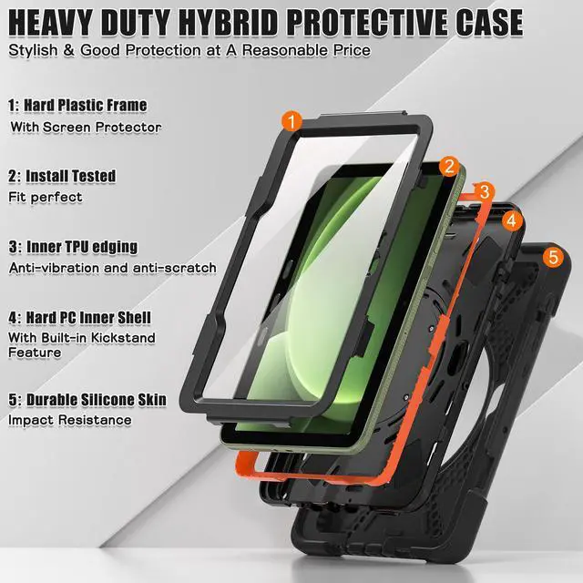 Alt view image 5 of 7 - WERLEO Case for Samsung Galaxy Tab Active5 Pro 2025 / Active4 Pro 2022 / Active Pro 2019 10.1" Shockproof Cover with Screen Protector Pencil Holder Stand Shoulder Strap Stylus Pen
