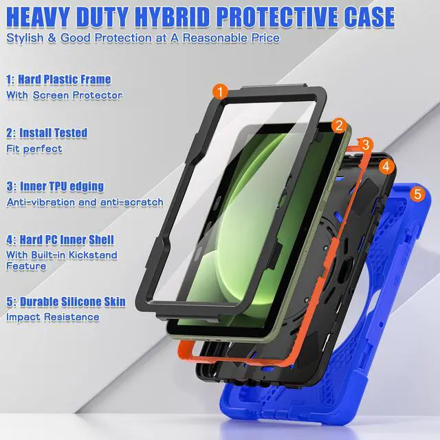 Alt view image 6 of 7 - WERLEO Case for Samsung Galaxy Tab Active5 Pro 2025 / Active4 Pro 2022 / Active Pro 2019 10.1" Shockproof Cover with Screen Protector Pencil Holder Stand Shoulder Strap Stylus Pen