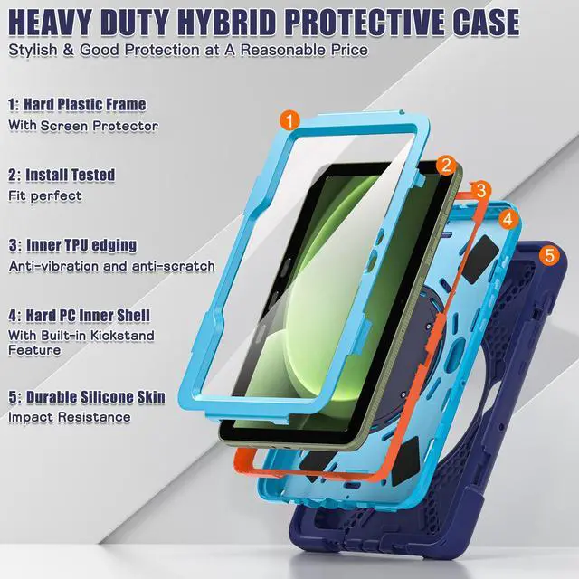 Alt view image 6 of 7 - WERLEO Case for Samsung Galaxy Tab Active5 Pro 2025 / Active4 Pro 2022 / Active Pro 2019 10.1" Shockproof Cover with Screen Protector Pencil Holder Stand Shoulder Strap Stylus Pen