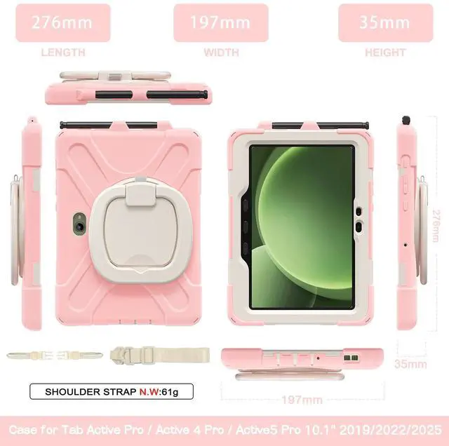 Alt view image 7 of 7 - WERLEO Case for Samsung Galaxy Tab Active5 Pro 2025 / Active4 Pro 2022 / Active Pro 2019 10.1" Shockproof Cover with Screen Protector Pencil Holder Stand Shoulder Strap Stylus Pen