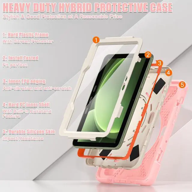 Alt view image 5 of 7 - WERLEO Case for Samsung Galaxy Tab Active5 Pro 2025 / Active4 Pro 2022 / Active Pro 2019 10.1" Shockproof Cover with Screen Protector Pencil Holder Stand Shoulder Strap Stylus Pen