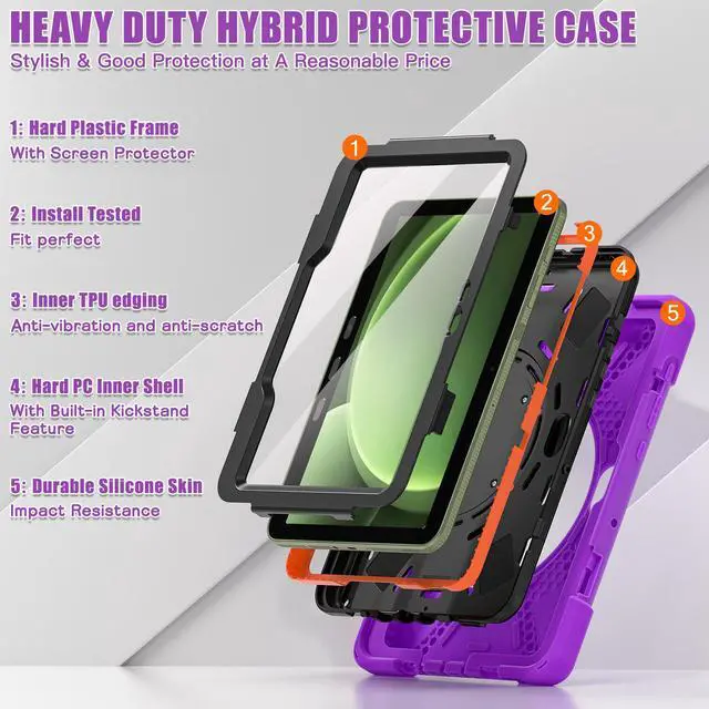 Alt view image 6 of 7 - WERLEO Case for Samsung Galaxy Tab Active5 Pro 2025 / Active4 Pro 2022 / Active Pro 2019 10.1" Shockproof Cover with Screen Protector Pencil Holder Stand Shoulder Strap Stylus Pen
