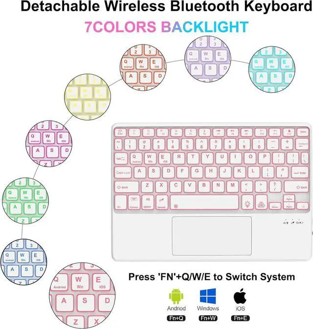 Alt view image 3 of 7 - WERLEO Keyboard Case for Xiaomi Pad 7/ Pad 7 Pro 11.2 Inch, 7 Color Backlit, Magnetic Detachable Wireless Bluetooth Keyboard, Multi-Touch Trackpad, Stain Resistant Cover, Rechargeable Pink