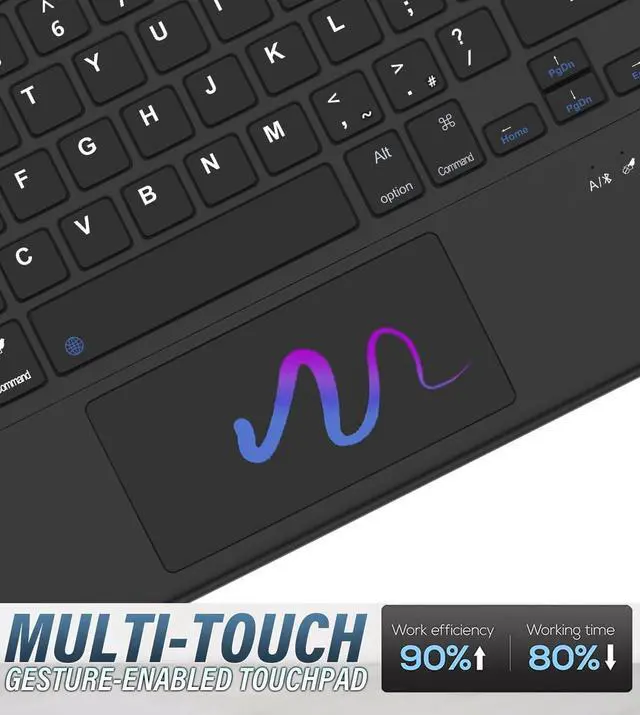 Alt view image 5 of 7 - Touchpad Keyboard Case for OnePlus Pad 2 12.1 Inch 2024, 7 Colors Backlit, Detachable Bluetooth Wireless Trackpad Keyboard & Slim PU Stand Protective Cover with Pencil Holder