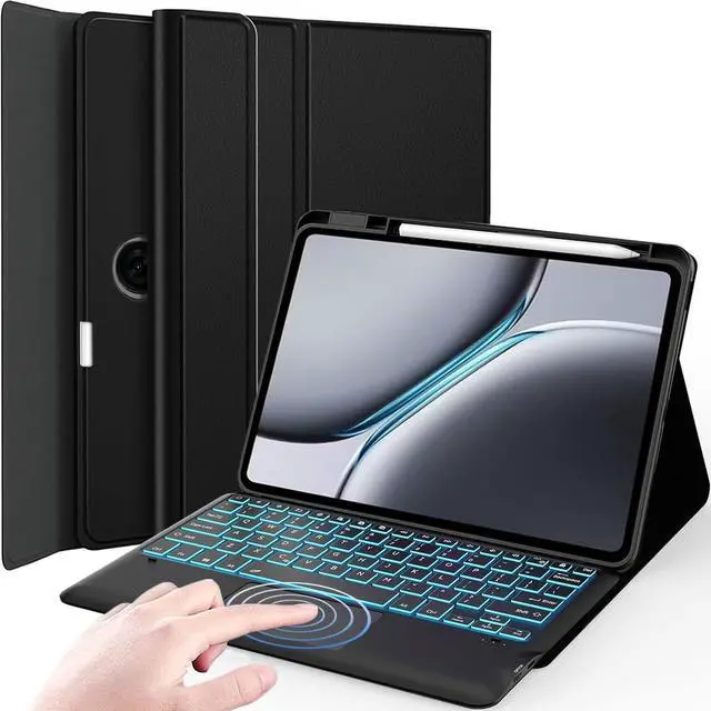 Main image of Touchpad Keyboard Case for OnePlus Pad 2 12.1 Inch 2024, 7 Colors Backlit, Detachable Bluetooth Wireless Trackpad Keyboard & Slim PU Stand Protective Cover with Pencil Holder