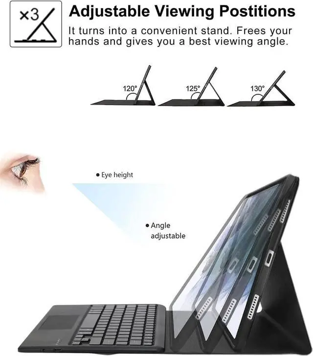 Alt view image 3 of 7 - Touchpad Keyboard Case for OnePlus Pad 2 12.1 Inch 2024, 7 Colors Backlit, Detachable Bluetooth Wireless Trackpad Keyboard & Slim PU Stand Protective Cover with Pencil Holder