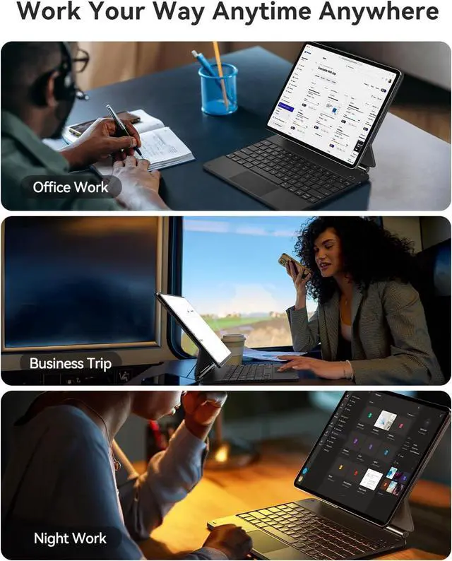 Alt view image 7 of 7 - BONAEVER Magic Wireless Keyboard Case for iPad Pro 13 inch M4 2024, Magic Keyboard with 11 Colors Backlight, Pencil Holder,Multi-Touch Trackpad, Easy-Set Magnetic Stand