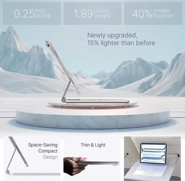 Alt view image 4 of 7 - BONAEVER Magic Wireless Keyboard Case for iPad Pro 13 inch M4 2024, Magic Keyboard with 11 Colors Backlight, Pencil Holder,Multi-Touch Trackpad, Easy-Set Magnetic Stand White