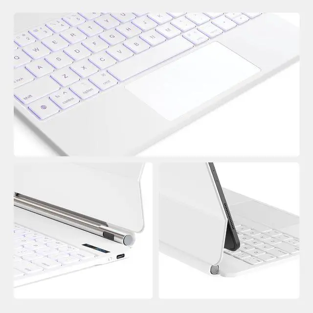 Alt view image 7 of 7 - BONAEVER for iPad Pro 11 inch M4 2024 case with Keyboard, Magic Keyboard Case for iPad Pro 11 inch M4 2024, Magnetic Attach, Multi-Gesture Trackpad, 7-Color Backlight, Auto Sleep/Awake White