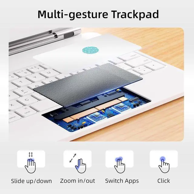 Alt view image 5 of 7 - BONAEVER for iPad Pro 11 inch M4 2024 case with Keyboard, Magic Keyboard Case for iPad Pro 11 inch M4 2024, Magnetic Attach, Multi-Gesture Trackpad, 7-Color Backlight, Auto Sleep/Awake White
