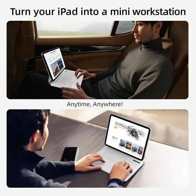 Alt view image 6 of 7 - BONAEVER for iPad Pro 11 inch M4 2024 case with Keyboard, Magic Keyboard Case for iPad Pro 11 inch M4 2024, Magnetic Attach, Multi-Gesture Trackpad, 7-Color Backlight, Auto Sleep/Awake White