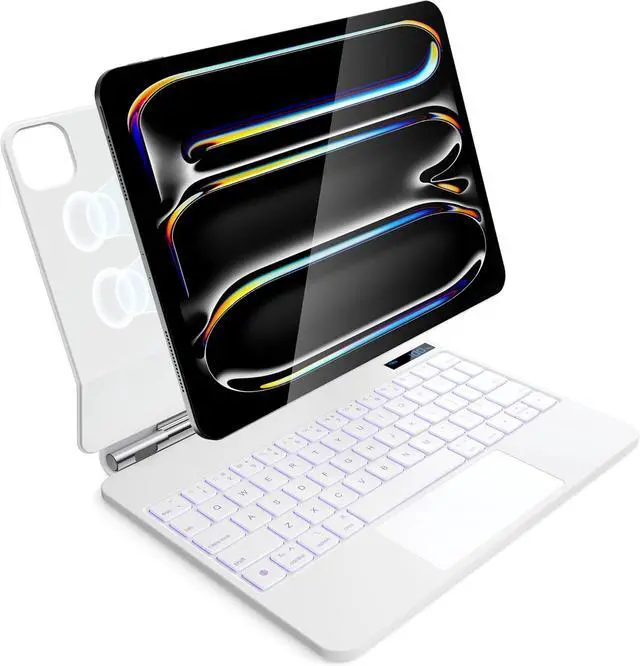 Main image of BONAEVER for iPad Pro 11 inch M4 2024 case with Keyboard, Magic Keyboard Case for iPad Pro 11 inch M4 2024, Magnetic Attach, Multi-Gesture Trackpad, 7-Color Backlight, Auto Sleep/Awake White