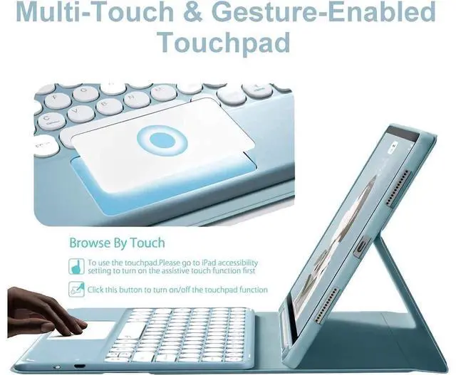 Alt view image 3 of 7 - Wireless Keyboard Case for Samsung Galaxy Tab S10 FE Plus 13.1 inch 2025 SM-X620/X626B/X626 with Multi-Touch Trackpad, Flip Stand Protective Cover with Pencil Holder