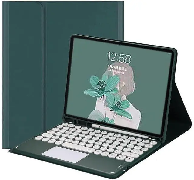 Main image of Wireless Keyboard Case for Samsung Galaxy Tab S10 FE Plus 13.1 inch 2025 SM-X620/X626B/X626 with Multi-Touch Trackpad, Flip Stand Protective Cover with Pencil Holder Dark Green