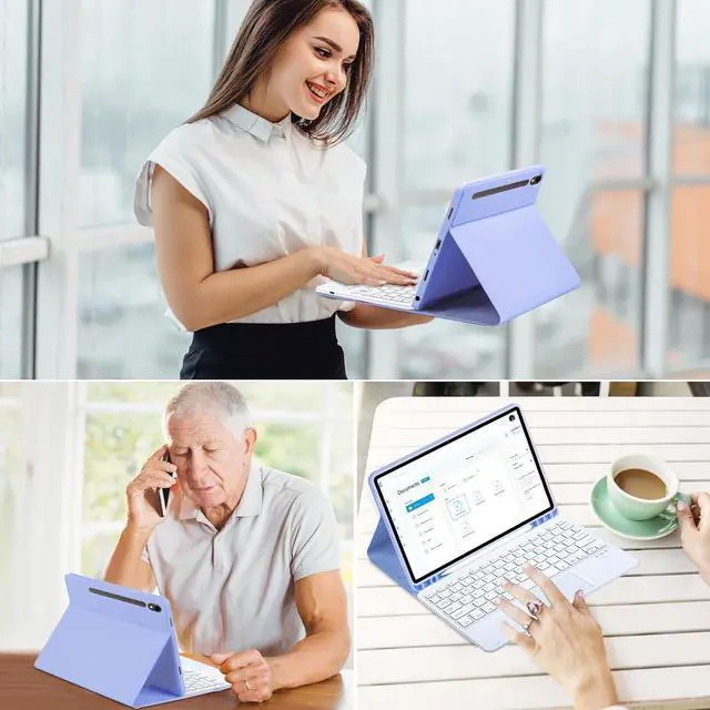 Alt view image 7 of 7 - BONAEVER Keyboard Case for Samsung Galaxy Tab S10 FE Plus 13.1 inch 2025 SM-X620/X626B/X626 with Trackpad 7 Color Backlit Removable Keyboard Case Cover Purple