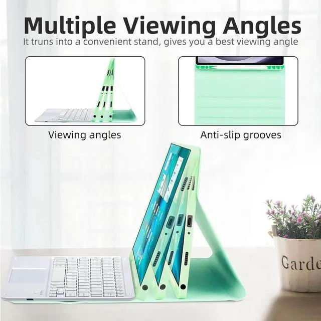 Alt view image 2 of 7 - BONAEVER Keyboard Case for Samsung Galaxy Tab S10 FE Plus 13.1 inch 2025 SM-X620/X626B/X626 with Trackpad 7 Color Backlit Removable Keyboard Case Cover Mint Green