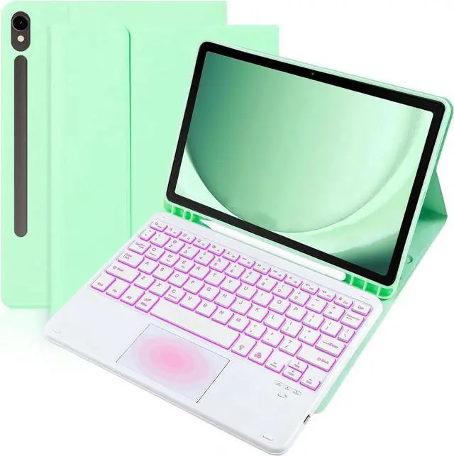 Main image of BONAEVER Keyboard Case for Samsung Galaxy Tab S10 FE Plus 13.1 inch 2025 SM-X620/X626B/X626 with Trackpad 7 Color Backlit Removable Keyboard Case Cover Mint Green