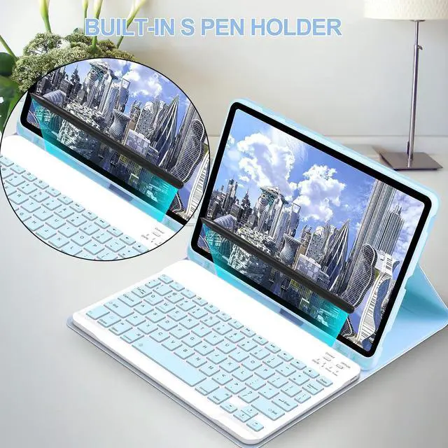 Alt view image 4 of 7 - WERLEO Bluetooth Keyboard Case with Mouse for Samsung Galaxy Tab S10 FE Plus 13.1 inch 2025 SM-X620/X626B/X626 Protective Cover with Wireless Mouse / Keyboard Light Blue