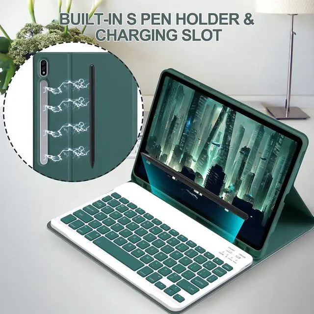 Alt view image 3 of 7 - WERLEO Bluetooth Keyboard Case with Mouse for Samsung Galaxy Tab S10 FE Plus 13.1 inch 2025 SM-X620/X626B/X626 Protective Cover with Wireless Mouse / Keyboard Dark Green