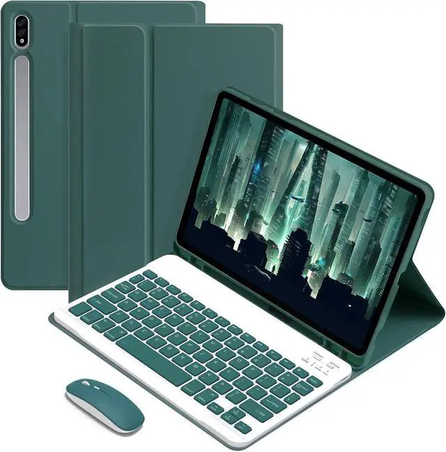 Main image of WERLEO Bluetooth Keyboard Case with Mouse for Samsung Galaxy Tab S10 FE Plus 13.1 inch 2025 SM-X620/X626B/X626 Protective Cover with Wireless Mouse / Keyboard Dark Green