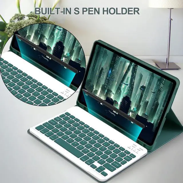 Alt view image 4 of 7 - WERLEO Bluetooth Keyboard Case with Mouse for Samsung Galaxy Tab S10 FE Plus 13.1 inch 2025 SM-X620/X626B/X626 Protective Cover with Wireless Mouse / Keyboard Dark Green