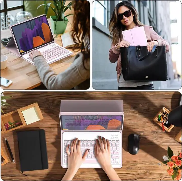 Alt view image 6 of 7 - WERLEO Bluetooth Keyboard Case with Mouse for Samsung Galaxy Tab S10 FE Plus 13.1 inch 2025 SM-X620/X626B/X626 Protective Cover with Wireless Mouse / Keyboard Pink
