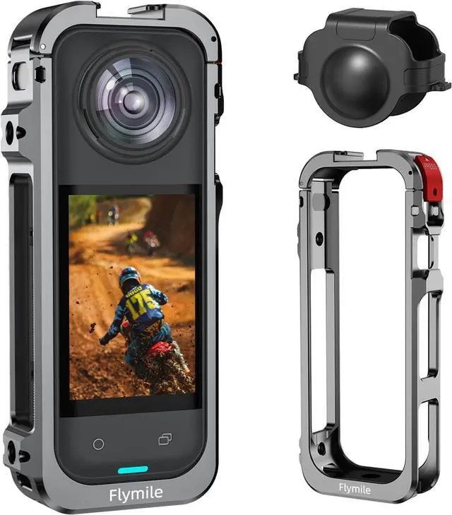 Main image of WERLEO Utility Frame Case Cage for Insta360 X5, Metal Protective Case with Silicone Lens Cap Guard - Cold Shoe Mount, 3 x 1/4" Threads, Quick Release Adapter for Insta 360 X5 Accessories